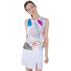 Pastel Abstract Pattern With Beige, Coffee Color Strap Women s Sleeveless Sports Top by Casemiro