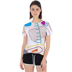 Pastel Abstract Pattern With Beige, Coffee Color Strap Open Back Sport Tee by Casemiro