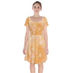 Flowers Pattern Orange Yellow Short Sleeve Bardot Dress by alllovelyideas