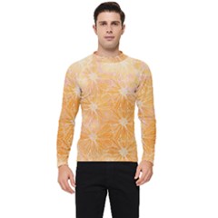 Flowers Pattern Orange Yellow Men s Long Sleeve Rash Guard