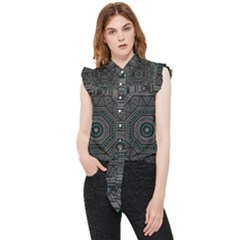 Mandala Vert Noir Pattern Frill Detail Shirt by alllovelyideas
