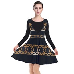 Pattern Geometric Gold Black Plunge Pinafore Dress by alllovelyideas