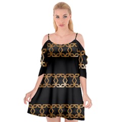 Pattern Geometric Gold Black Cutout Spaghetti Strap Chiffon Dress by alllovelyideas