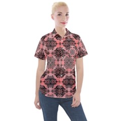 Pattern Rouge Noir Women s Short Sleeve Pocket Shirt