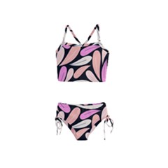 Pattern Feuilles Rose Peche Jaune Girls  Tankini Swimsuit by alllovelyideas