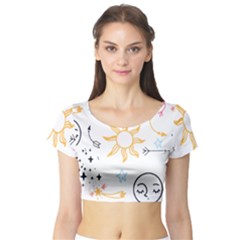 Pattern Mystic Short Sleeve Crop Top by alllovelyideas