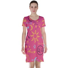 Pattern Mystic Color Short Sleeve Nightdress