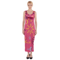 Pattern Mystic Color Fitted Maxi Dress