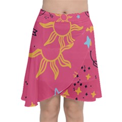 Pattern Mystic Color Chiffon Wrap Front Skirt