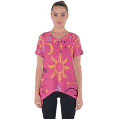 Pattern Mystic Color Cut Out Side Drop Tee