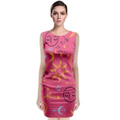 Pattern Mystic Color Sleeveless Velvet Midi Dress