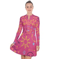 Pattern Mystic Color Long Sleeve Panel Dress