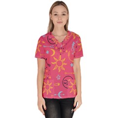 Pattern Mystic Color Women s V-Neck Scrub Top