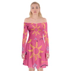 Pattern Mystic Color Off Shoulder Skater Dress