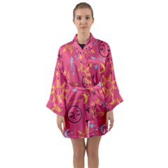 Pattern Mystic Color Long Sleeve Satin Kimono