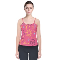 Pattern Mystic Color Velvet Spaghetti Strap Top