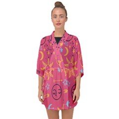 Pattern Mystic Color Half Sleeve Chiffon Kimono