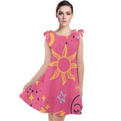 Pattern Mystic Color Tie Up Tunic Dress