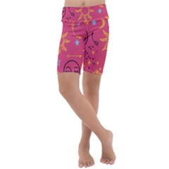 Pattern Mystic Color Kids  Lightweight Velour Cropped Yoga Leggings