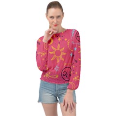 Pattern Mystic Color Banded Bottom Chiffon Top