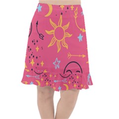 Pattern Mystic Color Fishtail Chiffon Skirt