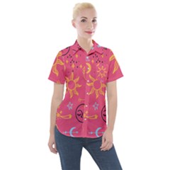 Pattern Mystic Color Women s Short Sleeve Pocket Shirt