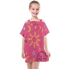 Pattern Mystic Color Kids  One Piece Chiffon Dress