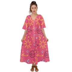 Pattern Mystic Color Kimono Sleeve Boho Dress