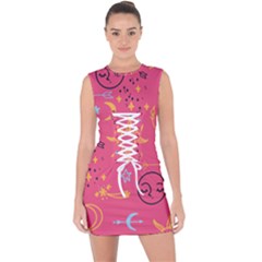 Pattern Mystic Color Lace Up Front Bodycon Dress