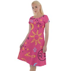 Pattern Mystic Color Classic Short Sleeve Dress