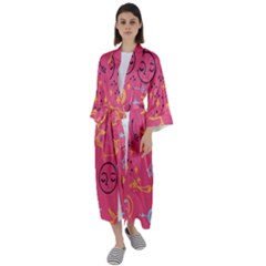 Pattern Mystic Color Maxi Satin Kimono