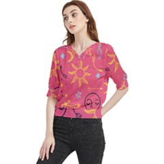 Pattern Mystic Color Quarter Sleeve Blouse