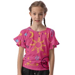 Pattern Mystic Color Kids  Cut Out Flutter Sleeves