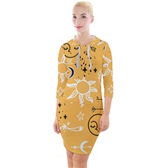 Pattern Mystic Color2 Quarter Sleeve Hood Bodycon Dress