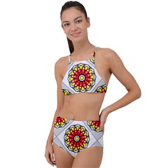 Mandala Modern Forme Geometrique High Waist Tankini Set by byali