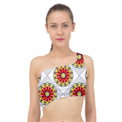 Mandala Modern Forme Geometrique Spliced Up Bikini Top  by byali