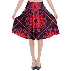 Mandala Colore Abstraite Flared Midi Skirt by byali