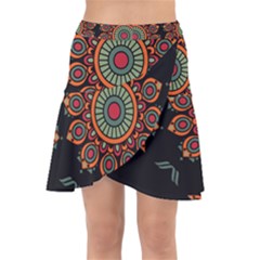 Colored Mandala Dark 2 Wrap Front Skirt by byali