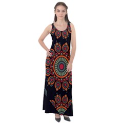 Colored Mandala Dark 2 Sleeveless Velour Maxi Dress