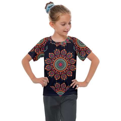 Colored Mandala Dark 2 Kids  Mesh Piece Tee by byali