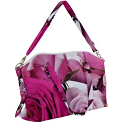 Magenta Roses Canvas Crossbody Bag by kaleidomarblingart