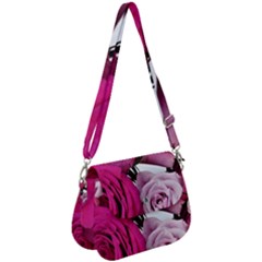 Magenta Roses Saddle Handbag by kaleidomarblingart