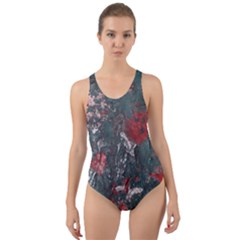 Multicolored Surface Texture Print Cut-out Back One Piece Swimsuit