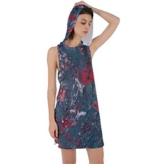 Multicolored Surface Texture Print Racer Back Hoodie Dress by dflcprintsclothing