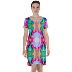 Colorful Abstract Painting E Short Sleeve Nightdress