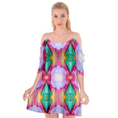 Colorful Abstract Painting E Cutout Spaghetti Strap Chiffon Dress