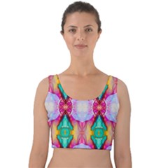 Colorful Abstract Painting E Velvet Crop Top