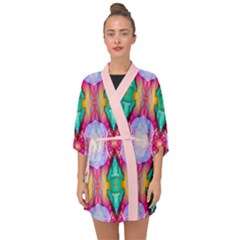 Colorful Abstract Painting E Half Sleeve Chiffon Kimono