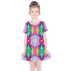 Colorful Abstract Painting E Kids  Simple Cotton Dress