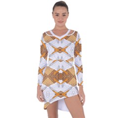 Abstract African Pattern Asymmetric Cut-out Shift Dress